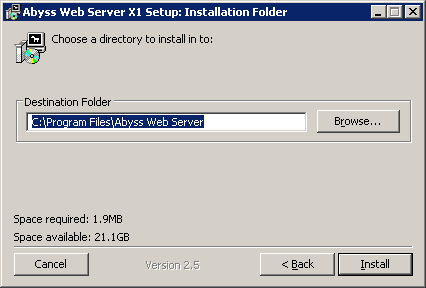 abyss web server no shtml file