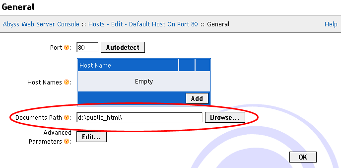 abyss web server use directory