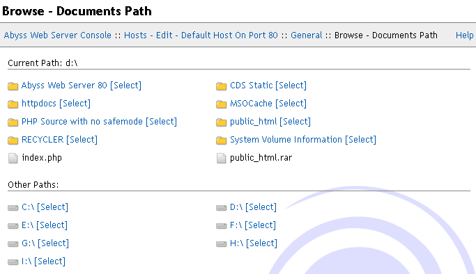 abyss web server use directory