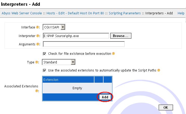 abyss web server no simpl.shtml file