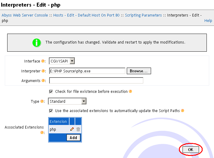 abyss web server admin page